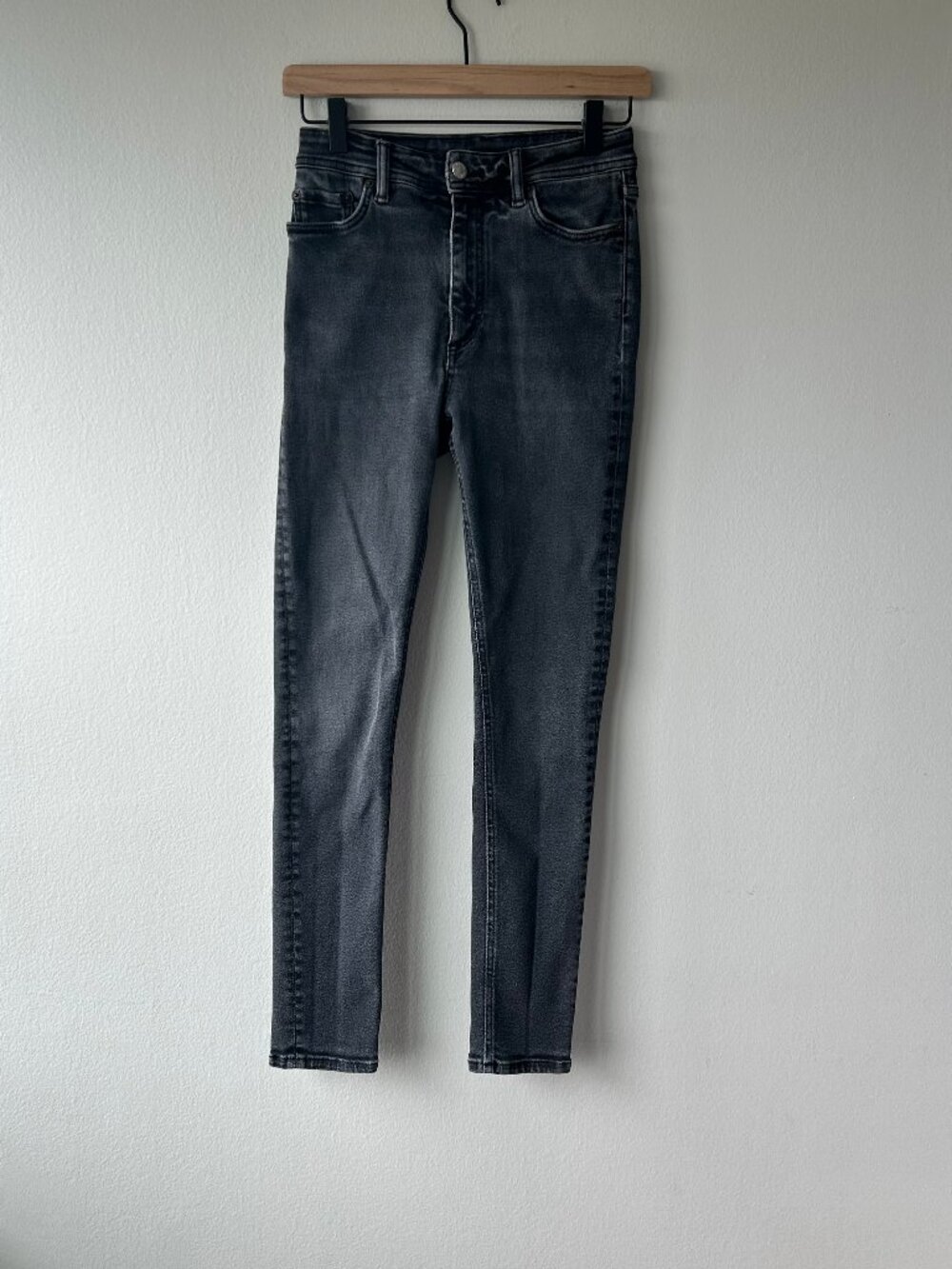 Acne Studios Peg Used Black High Rise Skinny Jeans 26/32 Italy